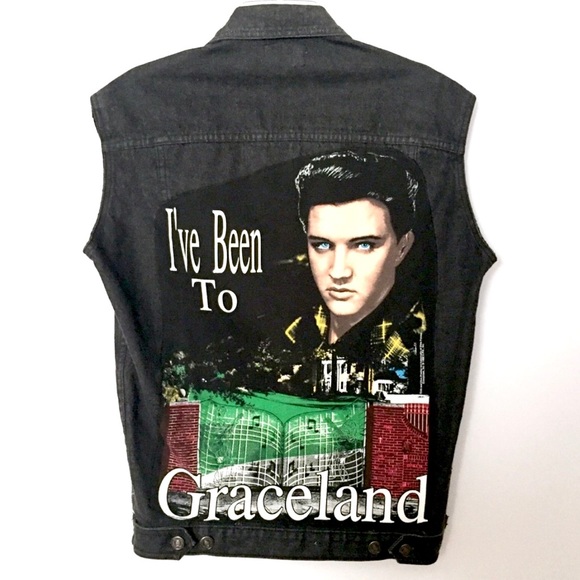 Vintage Jackets & Blazers - Vintage Elvis Presley Graceland Jean Vest Black S